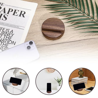Gosknor Wood Phone Stand, Single Slot Round Phone Holder Portable Mobile