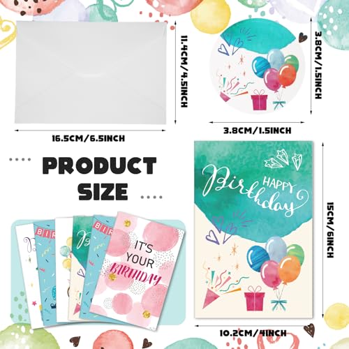 Harloon 200 Pack Happy Birthday Card Assorted Bulk with Blank Envelopes and Stickers 4 x 6 Inches Greeting Blank Happy Birthday Cards for Men Women Adults Kids, 20 Styles(Colorful Style) - style: Colorful Style
