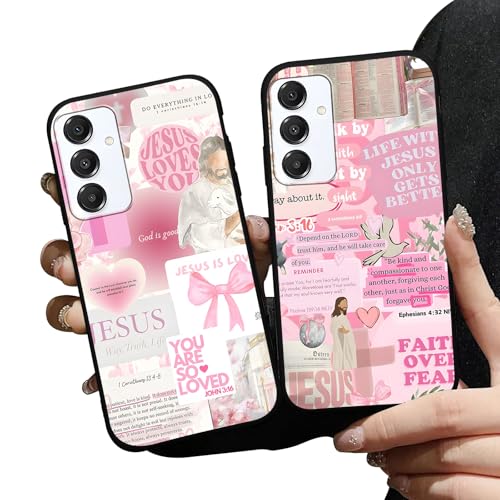 2 Pack Pink Jesus God Collage Phone Case for Samsung Galaxy A16 5G 6.7", Christian Bible Verse Quotes Bow Design Cover for Woman Girl, Soft TPU Slim Shockproof Protective Cases for Samsung A16 - color: Pink Collage, size: for Samsung Galaxy A16 5G