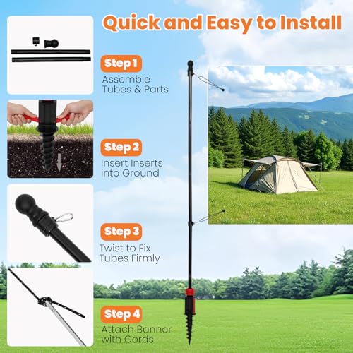 Outdoor Banner Stand 6.5 ft,Portable Adjustable-Length Banner Holder Set