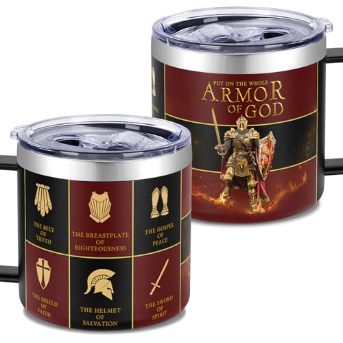 The Armor of God Christian Tumbler for Men, 14Oz Religious Cup – Pastor Appreciation, Gospel of Peace Gift, Christmas & Birthday Gift for Men Women - color: Armor God
