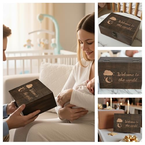 Welcome to the World Baby Memory Box, Engraved Newborn & Baby Shower Gift - size: Medium, style: Baby