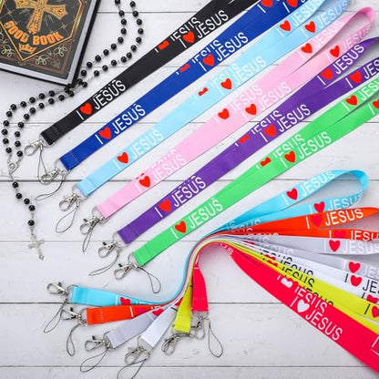 Motipuns 24 Pcs Christian Lanyard Bulk for ID Badge Christian Gifts - style: Jesus