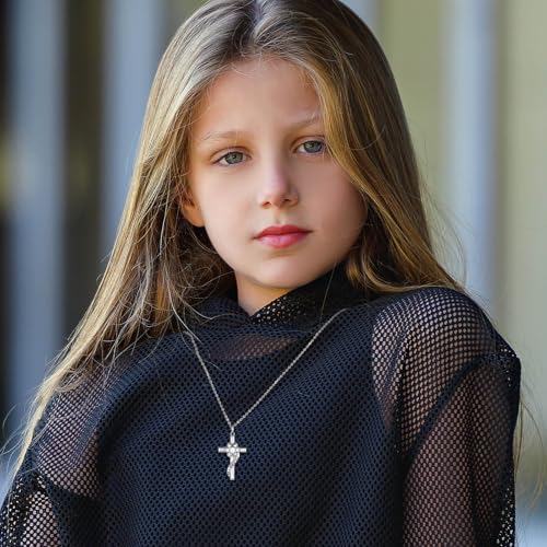 I am a Child of God Necklace - 925 Sterling Silver Birthstone Flower Cross Pendant Religious Jewelry Baptism First Communion Confirmation Gifts for Girls - style: Oct.