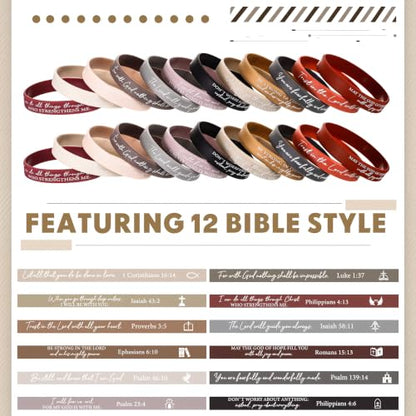 Ecation 72 Pcs Bible Verse Christian Bracelets Silicone,Black Brown - color: Black Brown