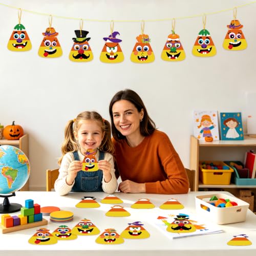 24Pcs Halloween Craft Kit for Kids, DIY Candy Corn Stickers (Mature) - style: Candy Corn Mature