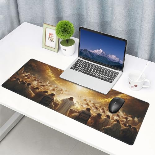 Jesus and The Faithful Mouse Pads for Desk,Classic Oil Painting Styles,Large Extended Full Desk Mouse pad,for Office,Computer,Keyboard,Laptop and Study,11.8x31.5x0.12 inch Large Design