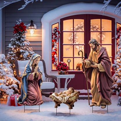Amyhill 3 Pack Christmas Decoration Outdoor, Outdoor Nativity Scene Stakes - style: Nativity