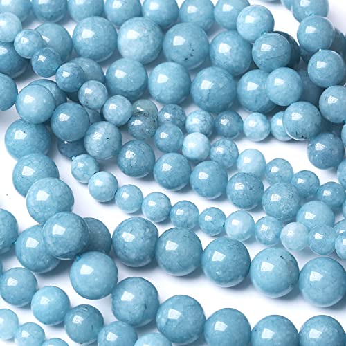 Blue Chalcedony Natural Stone Beads Gems Round Loose Beads Jewelry Making DIY Bracelet Necklace Accessory 1 Strand 60PCS 6MM 15" - color: Blue Chalcedony, size: 6MM