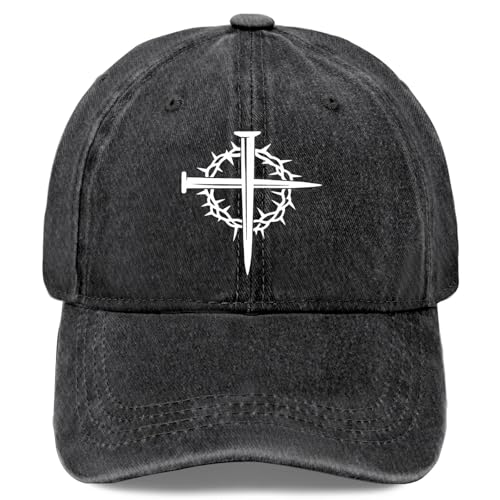 Y'Alls Need Jesus Hats for Mens Aesthetic Washed Distressed Baseball Cap - color: Jesus Cross Nail 11
