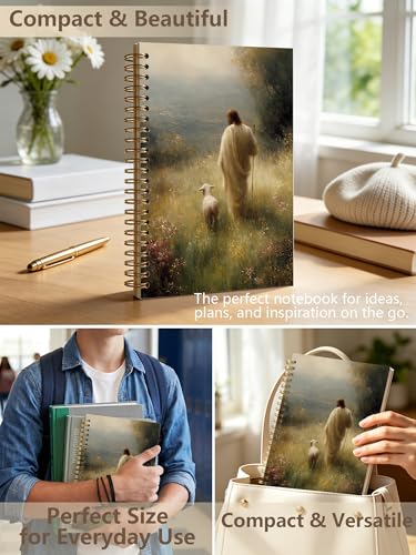 Christian Jesus Leaves The 99 Notebook, Christian Gifts, Bible Prayer Journal for Women, Jesus and The Lost Sheep Religious Hardcover Notebook Journal for Work Study 5.5x8.3 in - color: Jesus