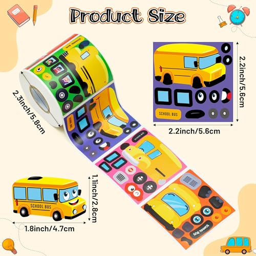 Haooryx Back to School Bus Sticker, 300 Pcs Make Your Own Yellow Bus DIY - style: Bus 1Roll