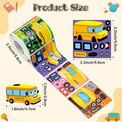 Haooryx Back to School Bus Sticker, 300 Pcs Make Your Own Yellow Bus DIY - style: Bus 1Roll