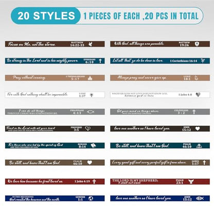 QEERBSIN Bible Verse Silicone Bracelets,Bulk Scripture Silicone Wristbands - color: Classic Color