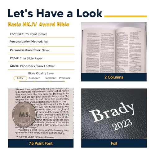 Personalized NKJV Small Print Bible for Adult, Name Engraved, Standard Size - color: Black, style: New King James Version