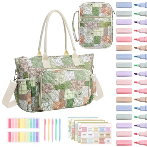 Large Bible Bag Quilted Bible Cover Case Kit for Women, Splicing Floral - style: Splicing Floral