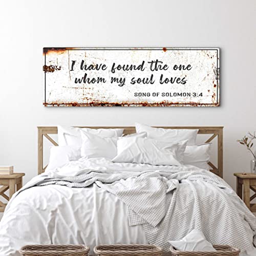 Tailored Canvases Christian Wall Art - Bible Verse Canvas and Religious Quotes Wall Decor For Altar, Bedroom, and Living Room - Song of Solomon 3:4 I Have Found The One Rustic Faith Decor, 12x36 - color: I have found the one, size: 36"L x 12"W