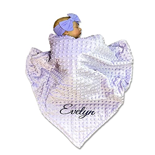 Embroidered Blanket Baby – Beautiful Monogrammed Large Personalized for Boys and Girls Soft Polyester with Custom Name 28 x 34-inch Purple - color: Purple