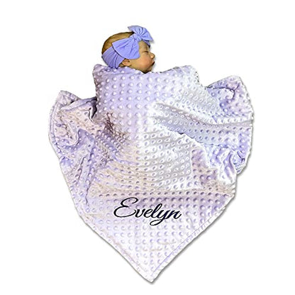 Embroidered Blanket Baby – Beautiful Monogrammed Large Personalized for Boys and Girls Soft Polyester with Custom Name 28 x 34-inch Purple - color: Purple