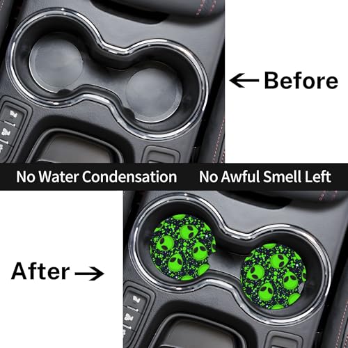 Alien Glaxy Sky Car Cup Holder Coasters 2 Pack 2.63" for Women - color: Green