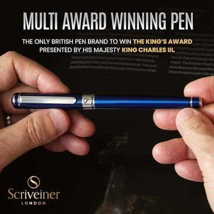 Scriveiner Midnight Blue Rollerball Pen - Stunning Blue Lacquer Luxury Pen, Chrome Finish, Schmidt Ink Refills, Men & Women, Professional, Executive Office, Nice Pen - color: 13. Midnight Blue with Chrome