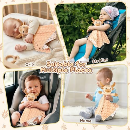 Loveys for Babies, Beige Highland Cow Baby Security Blanket - color: Brown Highland Cow