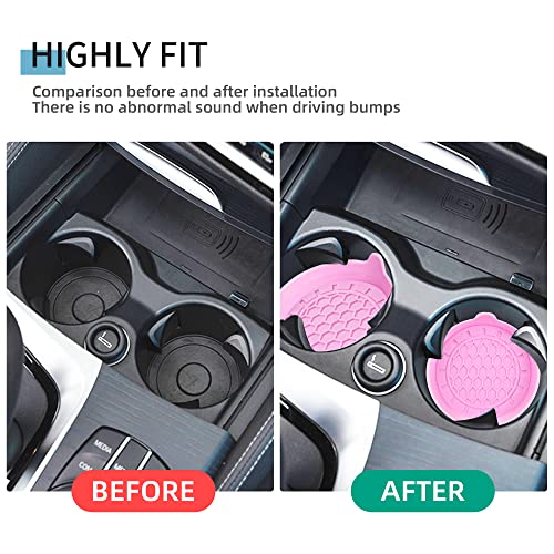 Amooca 4-Pack Spill-Proof Cup Coasters Non-Slip Car Cup Holder Inserts - color: Pink, size: 4 pack