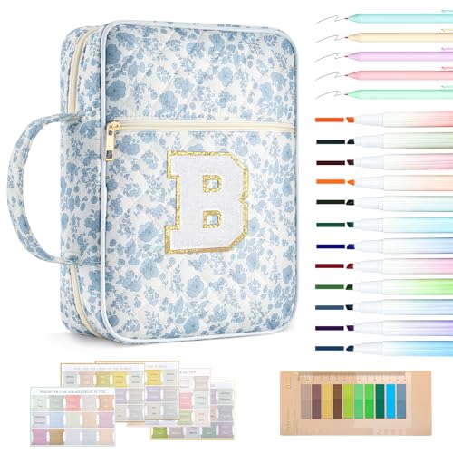 Personalized Initial Bible Cover Case for Women Girls,Blue Flower, B - color: Blue Flower, size: B