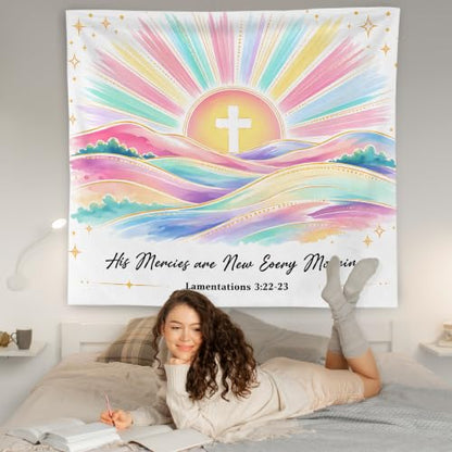 WNAGT Pastel Sun Christian Tapestry Wall Hanging 50x60 Inch - color: J