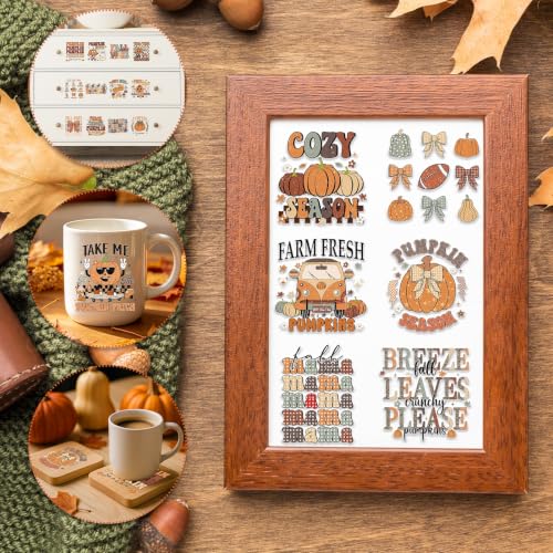 Rngmsi UV DTF Cup Wrap - 30 Sheets Retro Fall UV DTF Stickers for Glass Mug - style: Retro Fall