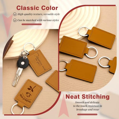 Leather Keychain Blanks, 10 Pcs Laser Engraving Blanks Keychains Bulk - color: Yellow-10 Pcs
