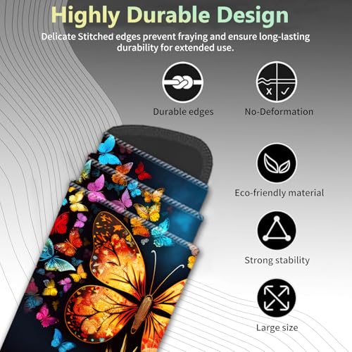 Extended Non-Slip Mouse Pad + Mouse Wrist Rest + Lace-Shaped Coaster Set, Ergonomic Design, Suitable for Desk and Home Gaming Table Mat, Colorful Tree Butterfly - color: Colorful Tree Butterfly