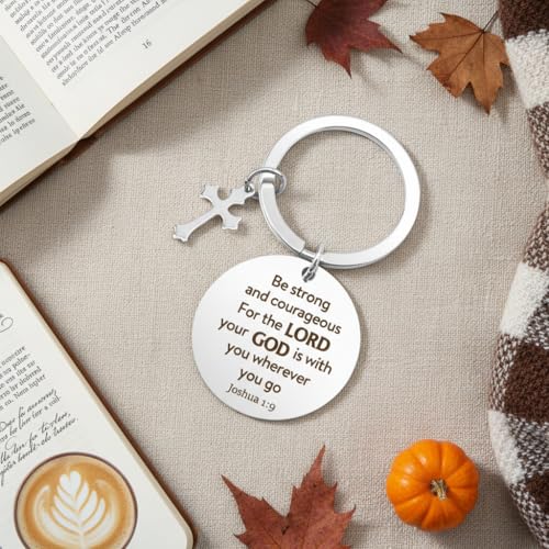 Bible Verse Keychain Christian Gifts Spiritual for Men Women Religious Catholic Gifts Faith Based Keychain Joshua 1 9 Inspirational Gift Christmas Birthday Valentines Day Fathers Day Gift Key Ring