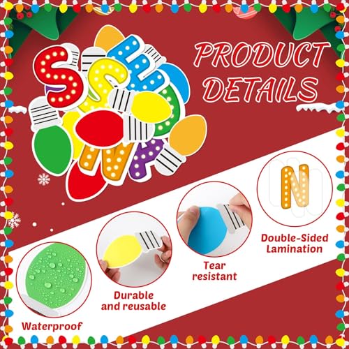 Christmas Bulletin Board Decorations Light Up The Season Classroom Paper Cutouts Christmas Light Bulb Inspirational Decor for Holiday Sunday School Classroom Chalkboard Wall Decor Teacher Supplies - style: Light Up The Season