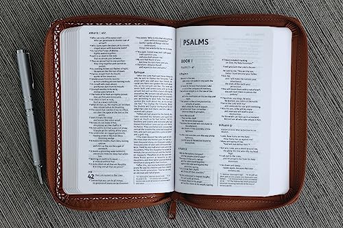 NIV, Thinline Bible, Compact, Leathersoft, Brown/White, Zippered, Red Letter, Comfort Print