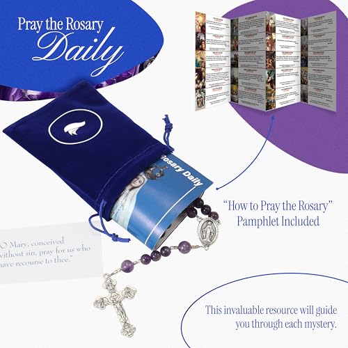 Handmade Catholic Rosary Beads - color: Purple Amethyst