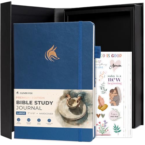 Clever Fox Bible Study Journal Premium Guided Notebook 7x10 Mystic Blue - color: Mystic Blue, size: Smaller than A4 (7" x 10")