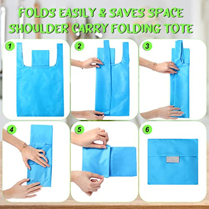 Eccliy 24 Pcs Reusable Grocery Bags Shopping Bags Foldable, Solid Style - style: Solid Style