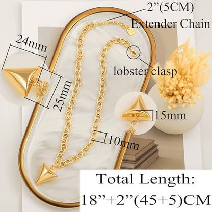 SOFYBJA Saint Benedict Necklace Drop 18K Gold Toggle Medallion Coin Cross Pendant Necklaces Religious Jewelry Catholic Gift for Women - color: triangle