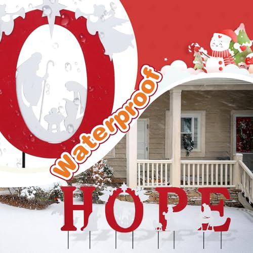 Bshine Christmas Hope Outdoor Garden Stake, 4 Pack Yard Sign Decor Stake - size: 16.8" Hope