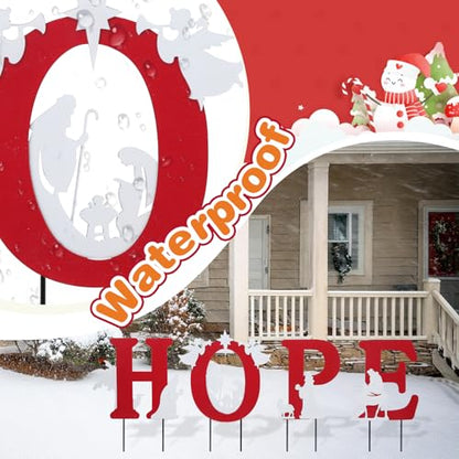 Bshine Christmas Hope Outdoor Garden Stake, 4 Pack Yard Sign Decor Stake - size: 16.8" Hope