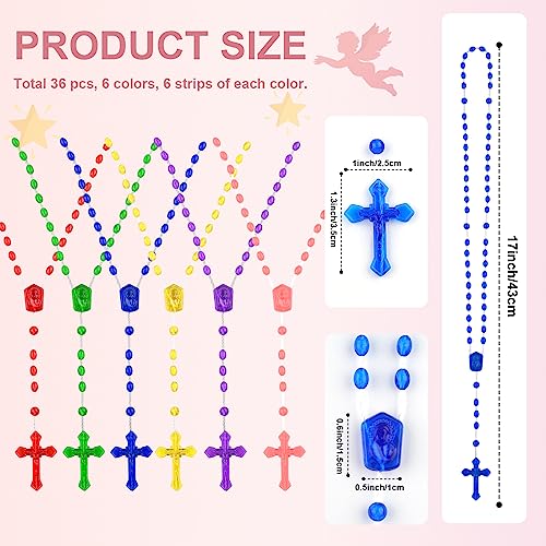 SHAOQINLIN 36 Pcs Plastic Rosary, 17 Inch Bulk Rosaries - size: 36 PCS