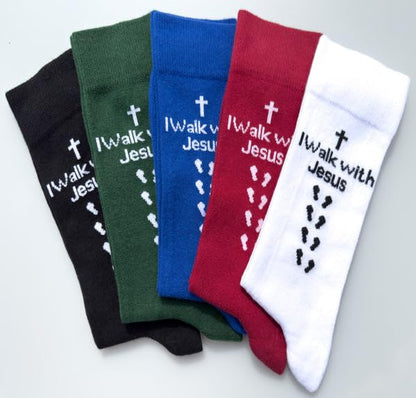 Sierra Socks Men's Combed Cotton Christian Cross Crew Socks - color: 3pr Grn, size: 10-13