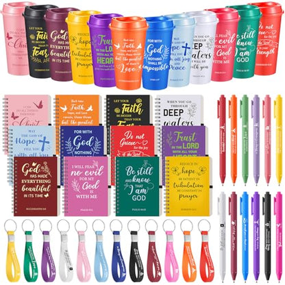 Skylety 12 Set Christian Gifts Bulk Scripture Cup Set, Classic Color - color: Classic Color