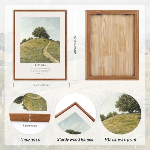 LHIUEM Vintage Christian Framed Canvas Wall Art Set of 3(12”X16”) The Way The Truth The Life Wall Decor,Bible Verse Artwork Scripture Wall Painting,Religious Art Prints for Living Room,Bedroom,Office - color: Christian 1
