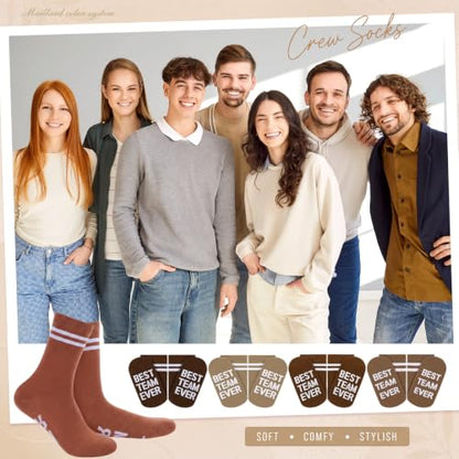 Glitopper 12 Pairs Best Team Ever Gift Socks Bulk - color: Maillard, style: Team