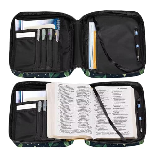 Coldinair Green Leaf Bible Covers for Women Carrying Book Bible Case Church Bag Bible Protective with Handle & Zippered Pocket - color: Green Leaf