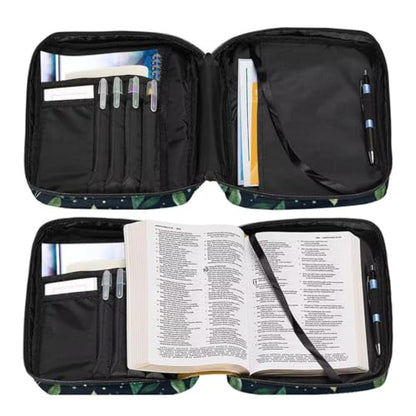 Coldinair Green Leaf Bible Covers for Women Carrying Book Bible Case Church Bag Bible Protective with Handle & Zippered Pocket - color: Green Leaf
