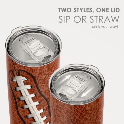 SANDJEST Football Tumbler 20oz Stainless Steel Insulated, Travel Coffee Cup, Sport Tumblers Gifts for Football Lovers, Men Women, Coach, Birthday, Christmas - color: Football
