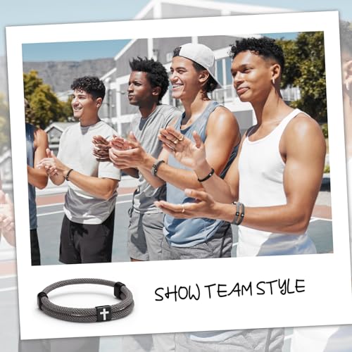 Landical 6 Pcs Cross Bracelet Men Adjustable Braided Rope - color: Dark Color